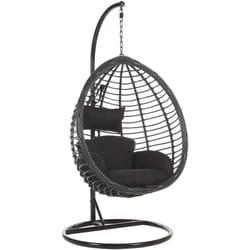 Beliani - Sedia a Dondolo Sospesa con Piedistallo in Rattan Nero Boho Rustico Tollo