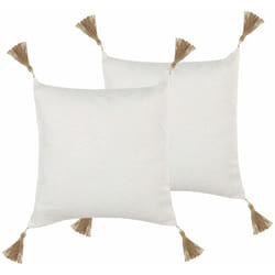 Beliani - Set di 2 cuscini Decorativi Pizzo Bianco Motivo Floreale e Nappe 45 x 45 cm Azalea