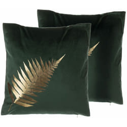 Beliani - Set di 2 cuscini Decorativi in Velluto Verde e Foglia Oro 45 x 45 cm Fern
