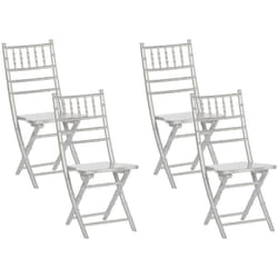 Set di 4 Sedie da Pranzo Pieghevoli in Faggio Multistrato Color Argento Machias