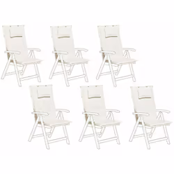Comodo set di 6 cuscini da sedia da giardino. Apri le porte alla comodità, in giardino, in terrazza o in balcone, con questo  ...