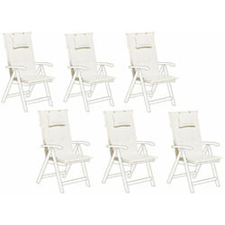 Set di 6 Cuscini in Colore Bianco Crema per Sedia da Giardino Toscana/Java