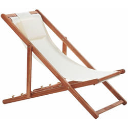 Sdraio da Giardino in Tessuto Beige Cuscino Poggiatesta Struttura Legno Avellino
