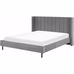 Elegante letto matrimoniale in velluto. Porta l'eleganza in camera da letto con questo letto con rete a doghe dal design cont ...