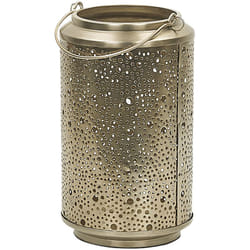 Beliani - Lanterna Vintage in Metallo Color Oro con Motivo Traforato Spazio per Candela Corfu