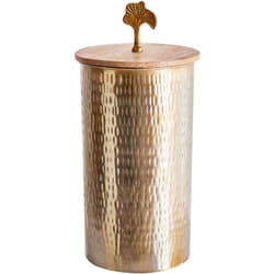 Beliani - Contenitore Decorativo in Metallo Dorato con Coperchio Rotondo in Legno Aswan