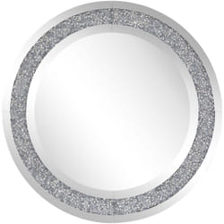 Specchio da Parete Argentato ø70 cm con Cornice Decorativa Accessorio Casa Erbray