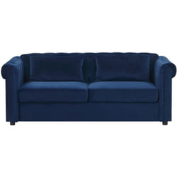 Beliani - Divano Letto Classico Chesterfield in Velluto Blu a 3 posti Estraibile Chesterfield