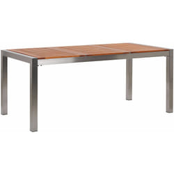 Tavolo da Giardino Legno di Eucalipto Chiaro Gambe Acciaio 180 x 90 cm Grosseto