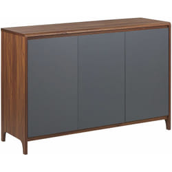 Credenza in Legno Scuro e Grigio in Legno 3 Ante Stile Retro Moderno Medfort