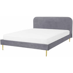 Letto matrimoniale velluto grigio piedi oro minimalista 140 x 200 cm Flayat