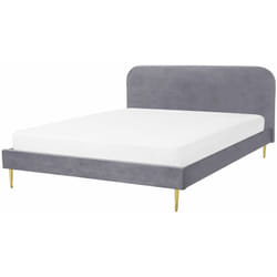 Letto matrimoniale velluto grigio piedi oro minimalista 160 x 200 cm Flayat