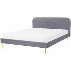 Letto matrimoniale velluto grigio piedi oro minimalista 180 x 200 cm Flayat