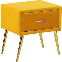 Comodino velluto giallo e oro con cassetto Flayat