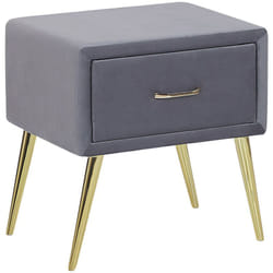 Comodino velluto grigio e oro con cassetto Flayat