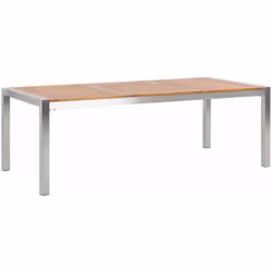 Tavolo da giardino dal look semplice e moderno. Questo esclusivo tavolo da esterni in acciaio inossidabile e legno, aggiunger ...