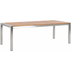 Tavolo da Giardino Legno di Eucalipto Chiaro Gambe Acciaio 220 x 100 cm Grosseto