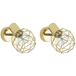 Beliani - Set 2 Lampade da Parete in Metallo Dorato Paralume a Gabbia Regolabile Chenab