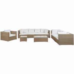 Set da giardino modulare in simil rattan per 8 persone. Questo elegante set da esterno è la scelta perfetta per trasformare i ...