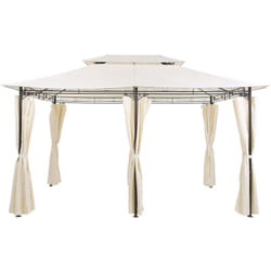 Gazebo da Giardino Rettangolare Acciaio e Tessuto Beige Protezione Solare Colos