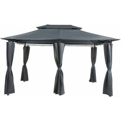 Gazebo da Giardino Rettangolare Acciaio e Tessuto Grigio Protezione Solare Colos