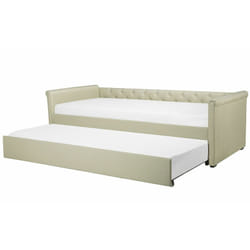Divano Letto Estraibile in Tessuto Beige con Rete a Doghe 80 x 200 cm Libourne