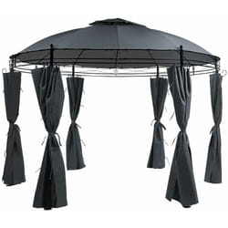 Gazebo da Giardino Acciaio e Tessuto Grigio Tende e Tetto Protezione uv Safara