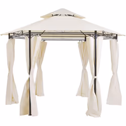 Gazebo da giardino esagonale moderno con tende e tetto. Prepara il tuo giardino per l'estate con questo elegante gazebo. Ampi ...