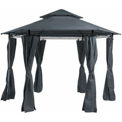 Gazebo da Giardino Esagonale Acciaio e Tessuto Grigio Protezione Solare Portel