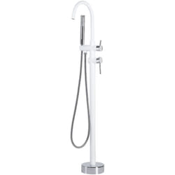 Rubinetto per Vasca Freestanding Bianco Opaco e Argento Doccetta 119 cm Tugela