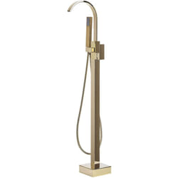 Miscelatore Vasca Freestanding Rubinetto Dorato Montato a Pavimento Ribbon