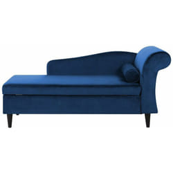 Chaise Longue Velluto Blu Navy con Vano Portaoggetti Versione Destra Luiro