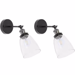 Coppia di applique in vetro trasparente. Rinnova ogni stanza con questo set di 2 lampade da parete. Realizzato in metallo di  ...