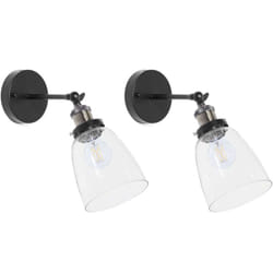Beliani - Set di 2 Appliques Regolabili in Metallo Nero e Vetro Stile Industriale Lovat