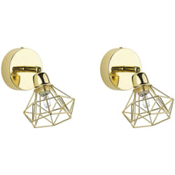 Beliani - Set di 2 Appliques Metallo Oro Paralume a Gabbia Orientabile Moderno Erma