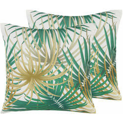 Beliani - Set di 2 cuscini Esterno Motivo a Foglie Multicolore Poliestere 45 x 45 cm Gaiana