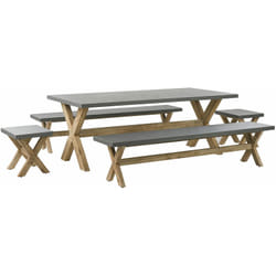 Set da Esterno con Tavolo in Cemento Grigio 2 Panche 2 Sgabelli per 8 persone Olbia