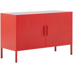Credenza in Metallo Rosso con Piedini Alti e Ripiani 100 x 40 x 65 cm Uria