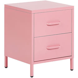 Beliani - Comodino Moderno in Metallo Rosa con 2 Cassetti e 2 Maniglie Malavi