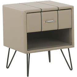 Beliani - Comodino in Similpelle Beige con Cassetto e Scompartimento Moderno Glamour Betin