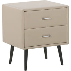Comodino in Similpelle Beige con 2 Cassetti Camera da Letto Moderna Essonne