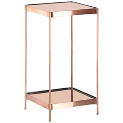 Tavolino in Rame in Vetro Temperato 29 x 29 x 60 cm Gambe in Metallo Alsea