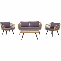 Set da giardino in rattan sintetico. Porta un'atmosfera elegante ma rustica nella in giardino con questo set da esterno. Comp ...