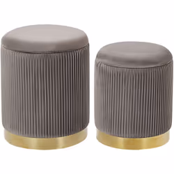 Set di 2 pouf glamour con contenitore. Rinfresca i tuoi interni con questo set composto da 2 pouf imbottiti. Sono entrambi do ...