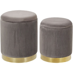 Set di 2 Pouf Contenitore Moderni in Poliestere Grigio con Base Oro Miramar