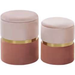 Set di 2 pouf con contenitore. Dona alla casa questo set di 2 pouf in stile retrò. È realizzato in velluto di alta qualità. L ...
