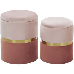 Set di 2 Pouf Contenitore Imbottiti in Poliestere Rosa Chiaro e Scuro Wichita