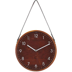 Beliani - Orologio da Parete Rotondo in mdf ed Ecopelle Stile Vintage 26 cm Renens