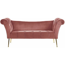 Beliani - Chaise Longue in Velluto Rosa e Gambe Dorate in Metallo Stile Retró Nantilly