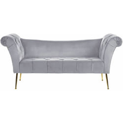 Beliani - Chaise Longue in Velluto Grigio e Gambe Dorate in Metallo Stile Retró Nantilly